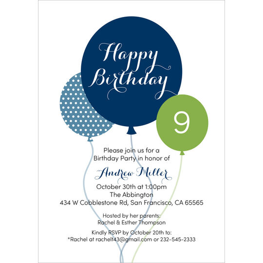 Birthday Balloons Invitations